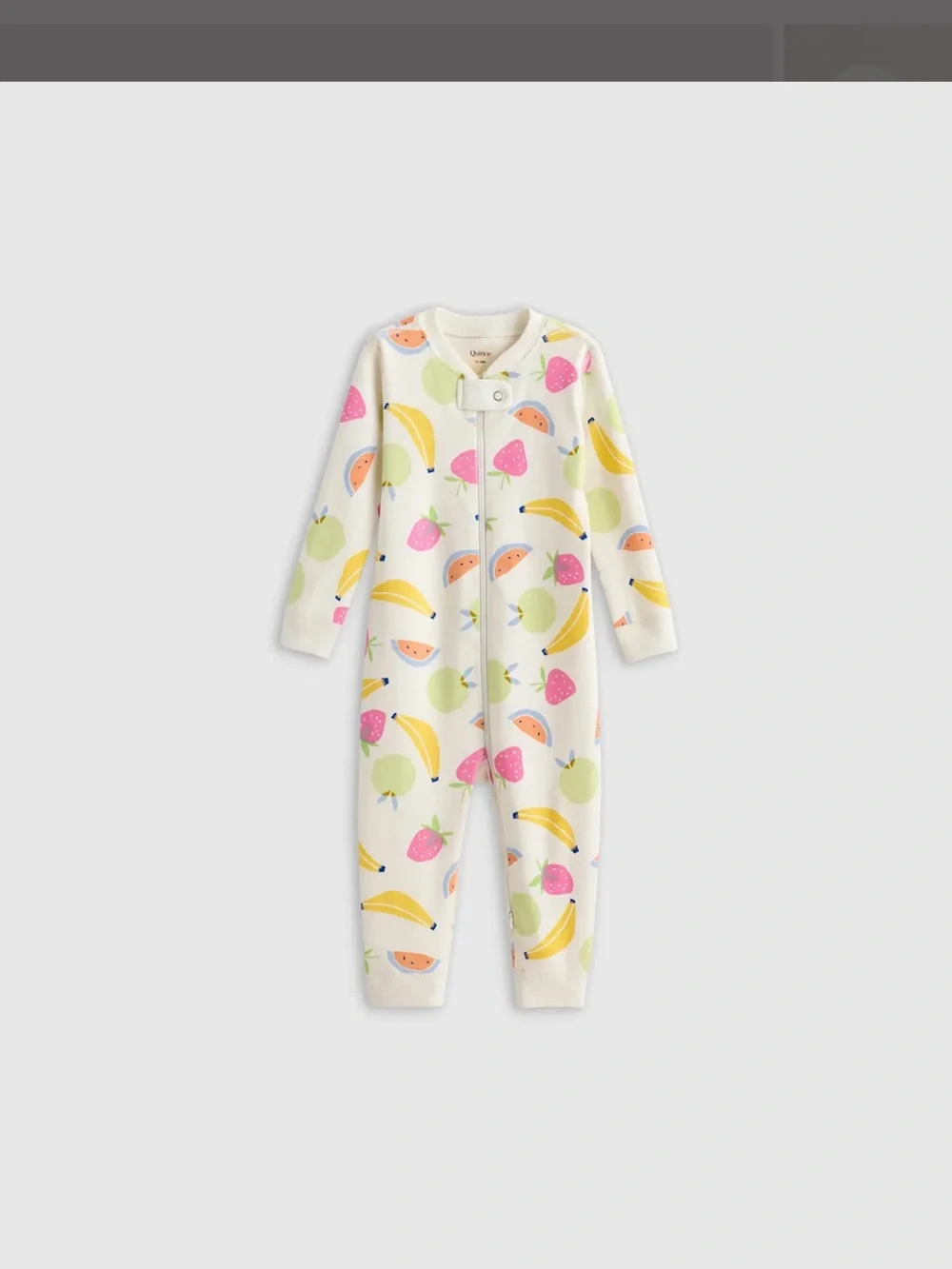 Baby Fruit-Print Zip Pajones | Cream with Pink, Yellow, Green